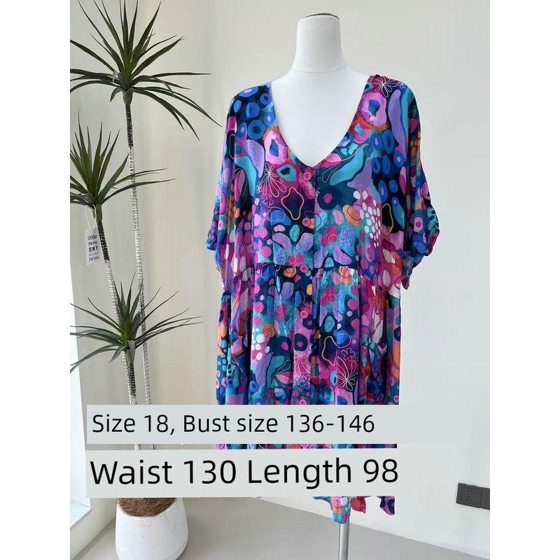 

2025 Summer New Niche Australian Single Bourette Vacation Wear Color Floral Skirt Romantic Color Dress Color No. 16 One size