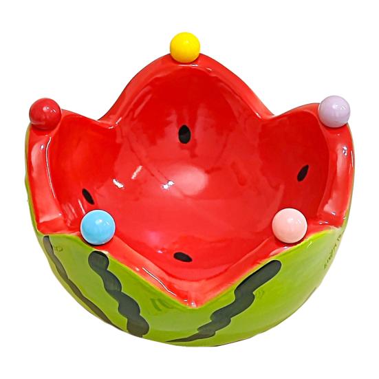 

1 Set Watermelon Shape Fruit Bowl with Forks Cute Ceramic Dessert Fruit Serving Dish for Home Kitchen Dishwasher Safe Snack Bowl 1 Set