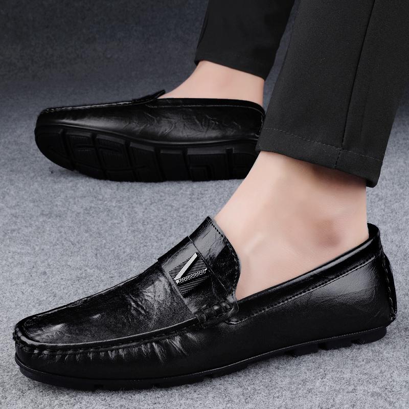 Fashion Italian Non Slip Soft Soled Flat Casual Shoes Commuting Wear-resistant Men's Driving Shoes Business Men's Leather Casual Shoes