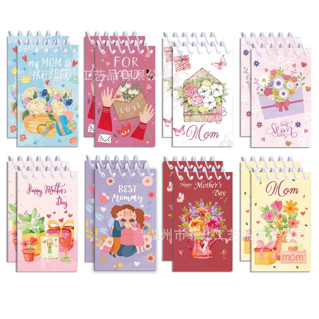 8-Pack Mother's Day Spiral Notebook Floral Mini Pocket Notepad Vertical Flip Journal for Mom Gift Students Teacher
