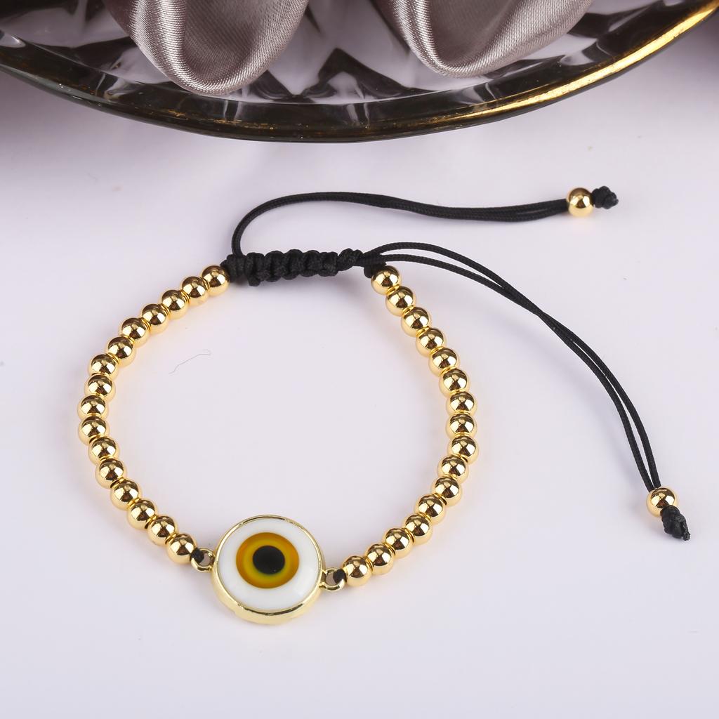 10 Colors Gold Plated Copper Beads Braided Evil Eyes Glaze Luxury Bracelet for Woman Girl Fashion Ward Off Evil Zircon