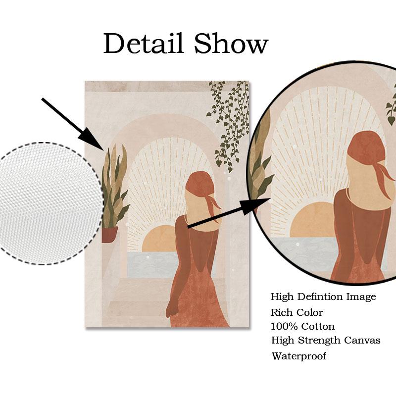 Vintage Lady skandinavisches minimalistisches Boho-Wandkunst-Leinwandgemälde, nordische Poster und Drucke, Bilder für Wohnzimmerdekoration