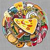 50 Cartoon Food Doodle Stickers: Original Hand-Painted Waterproof Decals for Kids - Ideal for Phone Cases & Suitcases