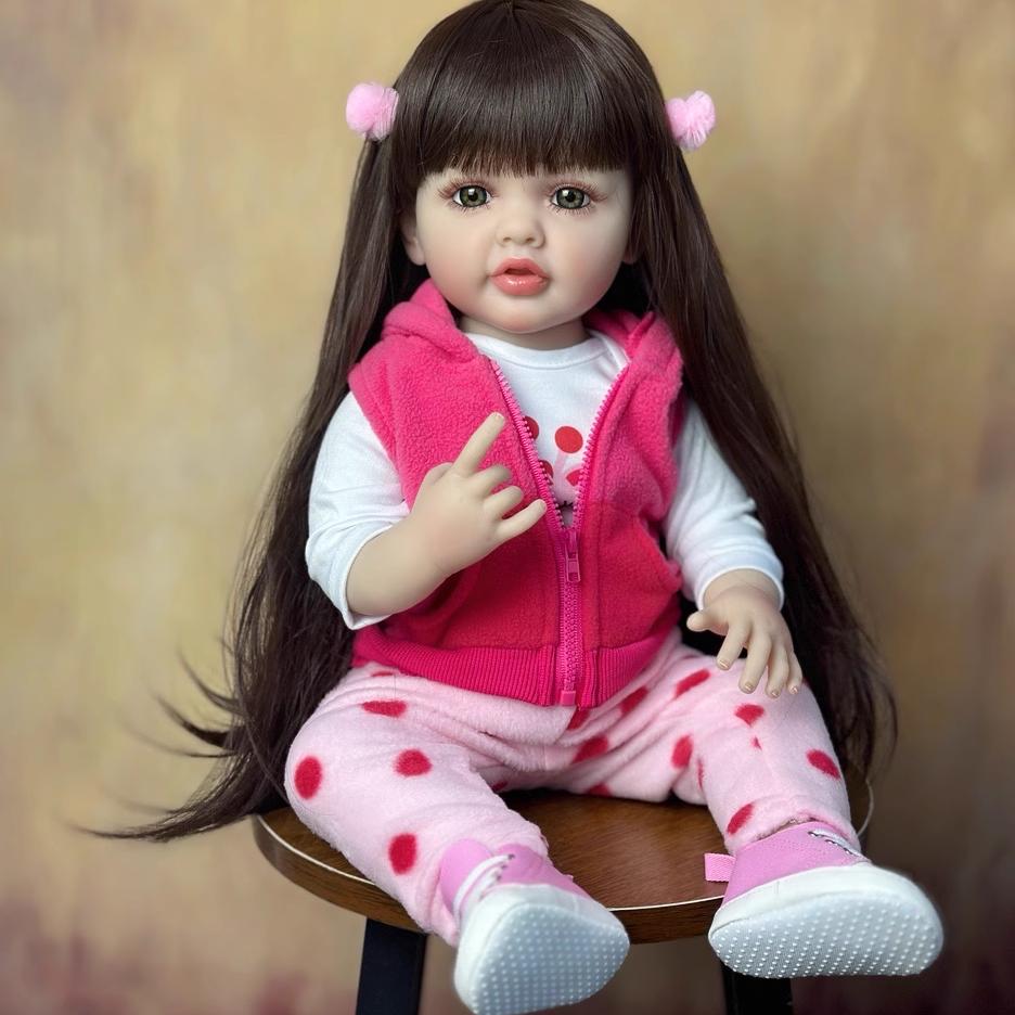 55 CM 22 Inch Reborn Dolls Realistic Full Silicone Baby Bebe Newborn Girl Doll Princess Toddler Toy Gift
