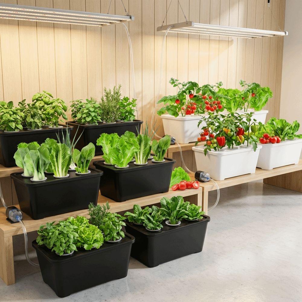 6 Holes Hydroponic Grower Kit Self Watering Nursery Pots Soil-Free Planting Box  Vegetable Growing