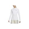 Solid Color Logo Embroidered Long Sleeve T-Shirt Women Tops White DV1421-100