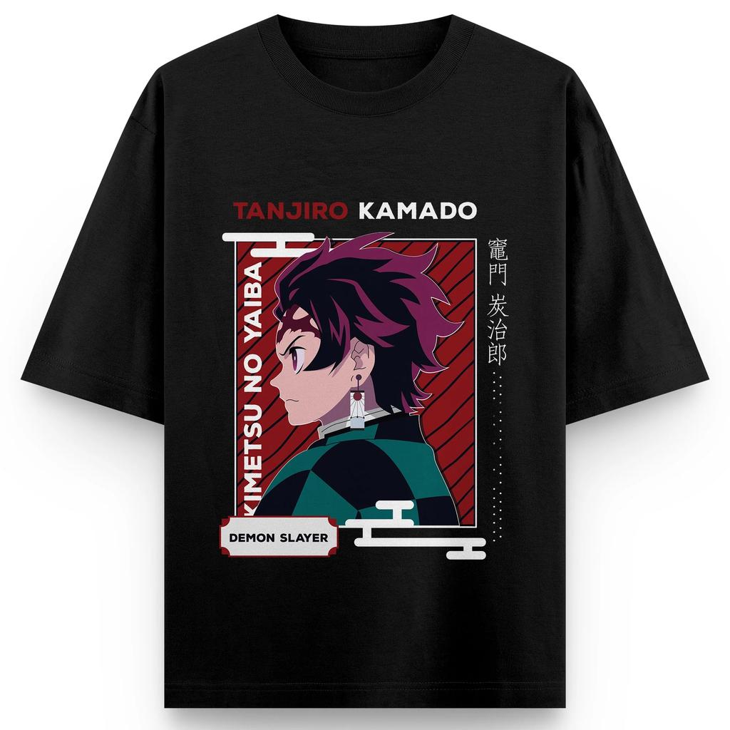 Demon Slayer Animation Short Sleeve TShirt Tanjiro Kamado Character Print Classic Tshirt Mens Breathable Cotton Top Clothing