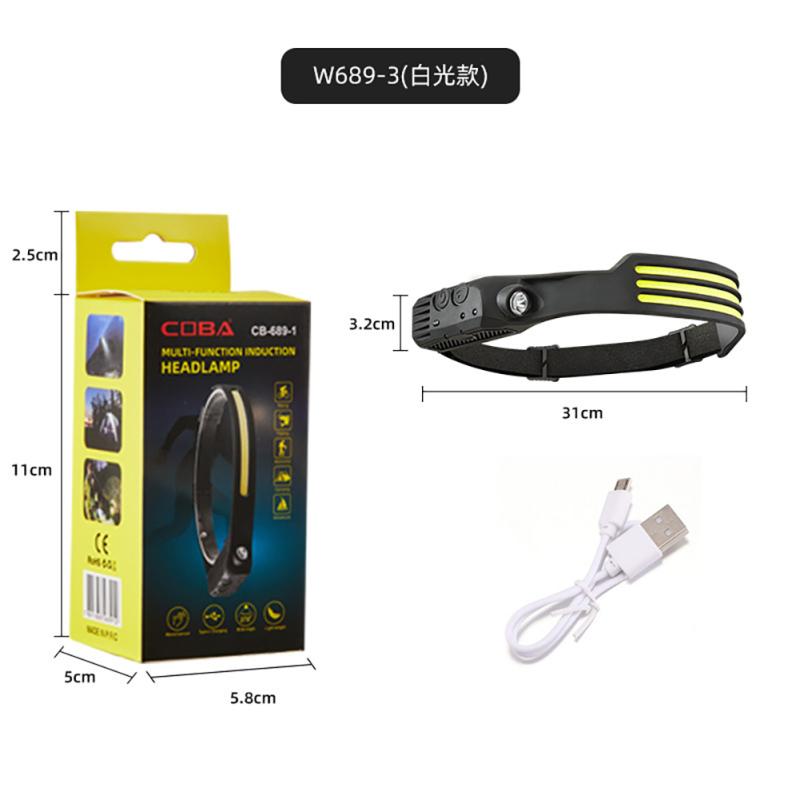 Sensor Cob LED Stirnlampe Multifunktionale Outdoor-Fahrt USB-Aufladung Taschenlampe Stirnbandlampe