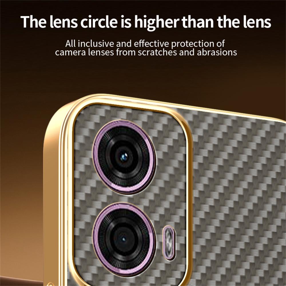 Phone Case For Motorola Moto G24 4G/E14 4G/G04 4G/G04s 4G/G24 Power Carbon Fiber Textured Electroplated TPU Back Cover