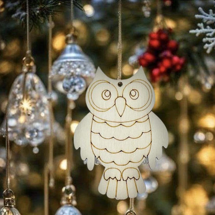 20/30/40 Owl wood Cut pieces, DIY handicrafts, blank wooden ornaments with holes Party decorations, holiday gift decorations