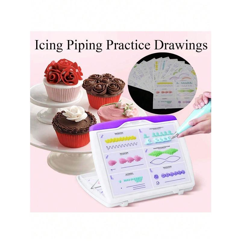 23pcs DIY Baking Model, Piping Practice Drawings, Baking Decorating Tools & Supplies Set