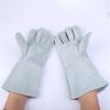 1Pair Welding Gloves Thick Breathable For Barbecue Welding Protection Gloves Cow Split Leather Cotton Cloth For Reduce Friction