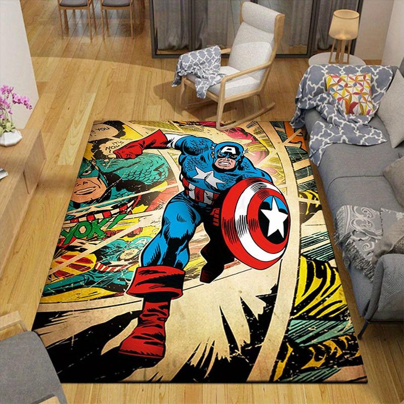 1pc Marvel Avengers Super Heroes Area Rug, Non Slip Floor Mat, Cartoon Character Design, Soft Velvet, Room Decor, Washable
