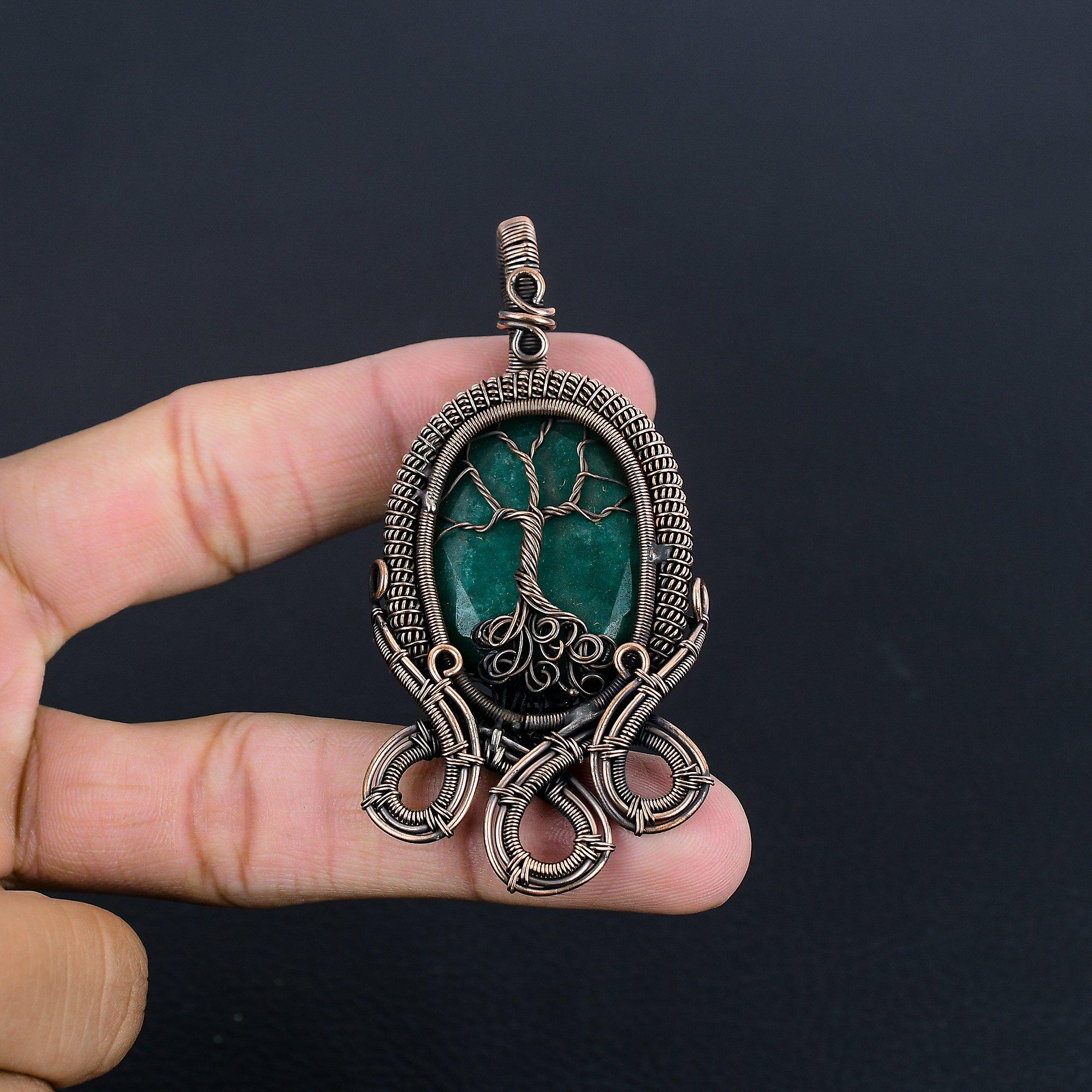 

Изумрудная подвеска, Подвеска из медной проволоки 999 пробы, Ювелирные изделия с драгоценными камнями, Подвеска ручной работы, Потрясающие украшения, Подарок для нее 2.45 Inches