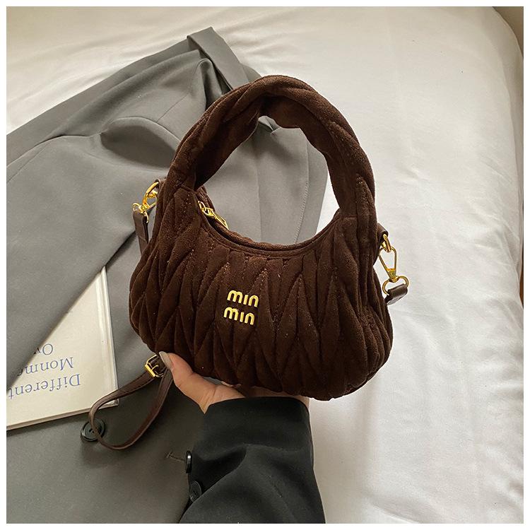 

Vintage fashion 2025 new diamond handbag women s dumpling bag women s Korean version casual shoulder messenger bag коричневый