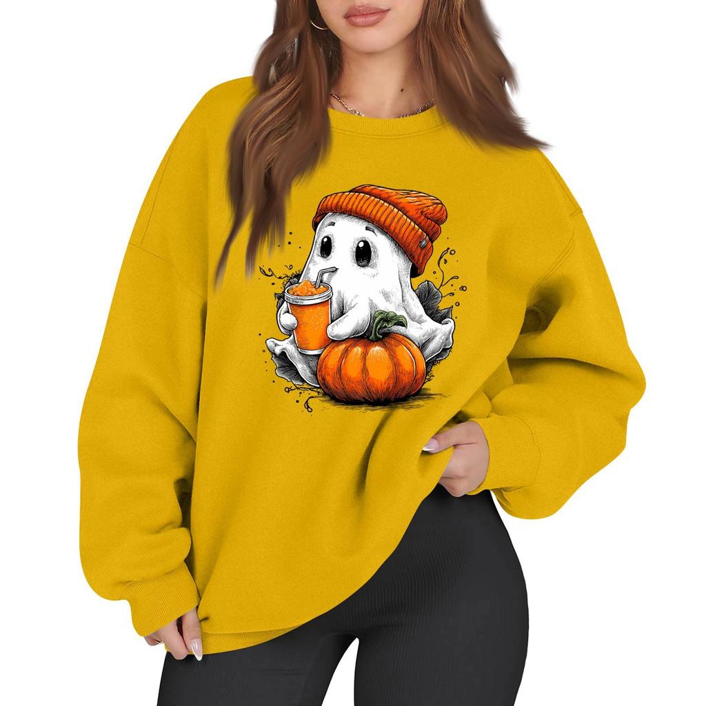 Women's Casual Fashion Long Sleeve Printed Round Neck Sweatshirt Top