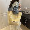 Striped Cloth Shoulder Bag Letter Tote Bag Leisure Stripe Canvas Bag  Girls