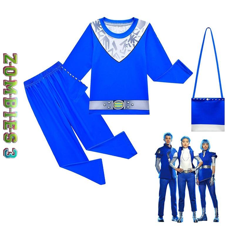 Kids 3 Zombie Cosplay Costume Jumpsuit Bag Halloween Outfits Carnival Party Suit