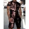Summer Men's Sports Suit Wolf 3D Printed Short Sleeve T-Shirt and Shorts Set Casual Outfit