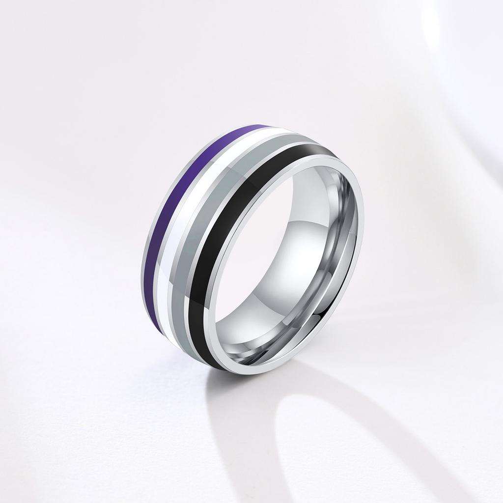 Anello Arcobaleno Multicolore Donna Uomo Lebian Gay Matrimonio Fidanzamento Regalo San Valentino Gioielli in Acciaio Inossidabile