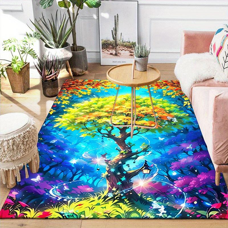 1pc Tree of Life Print Design Area Rug - Soft, Anti-Slip, and Durable Gaming Room Decor for Bedroom