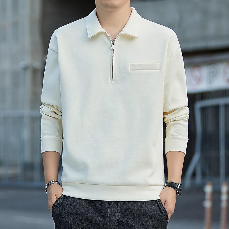 Men's Cotton Half-Zip Stand Collar Hoodie - Versatile Spring/Autumn Sweatshirt