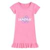 M1195 Kids Girls Kpop Rumi Zoey Mira Print Short Sleeves Ruffle Dress