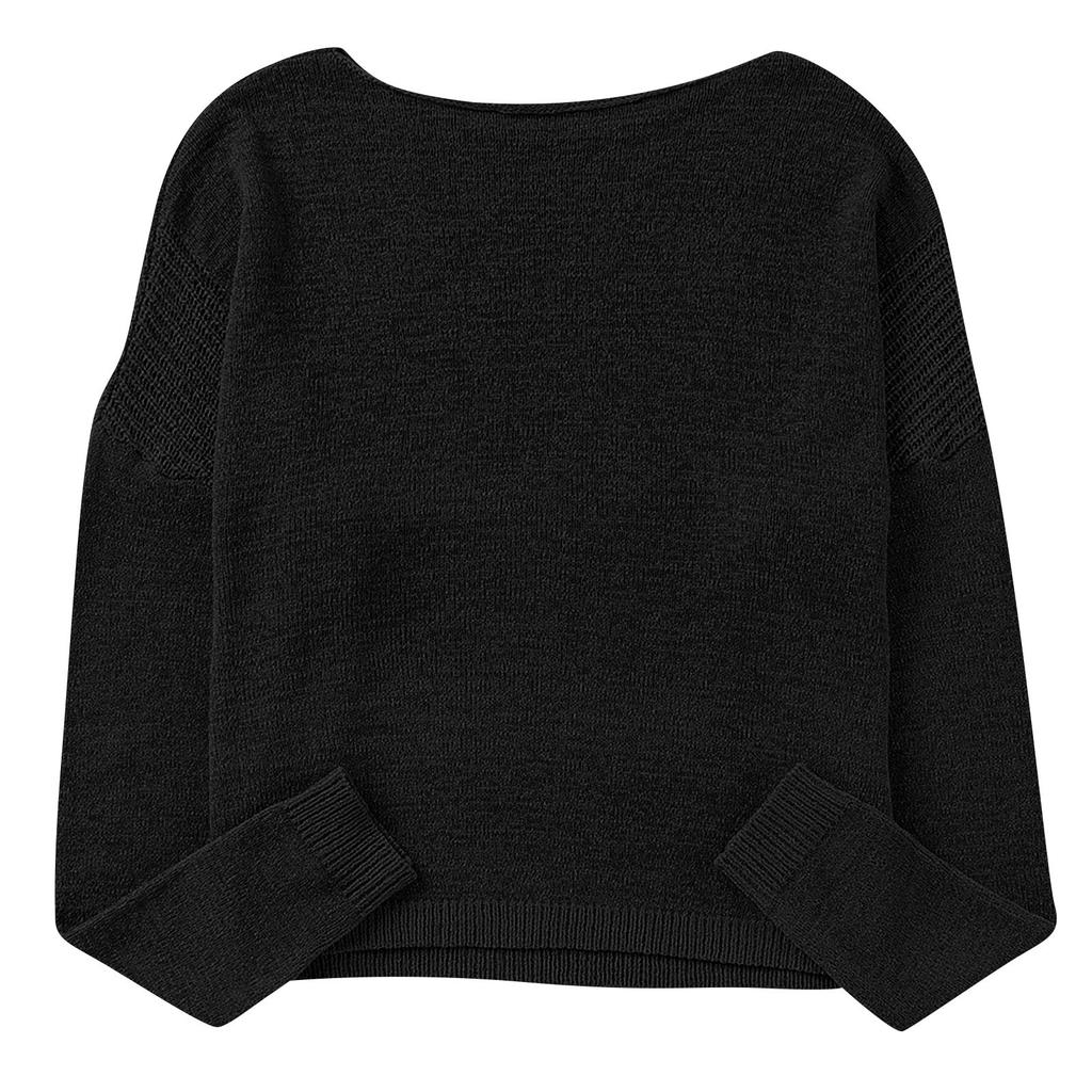 Women's Long Sleeve Sweater Casual Versatile Round Neck Sweater Color Top