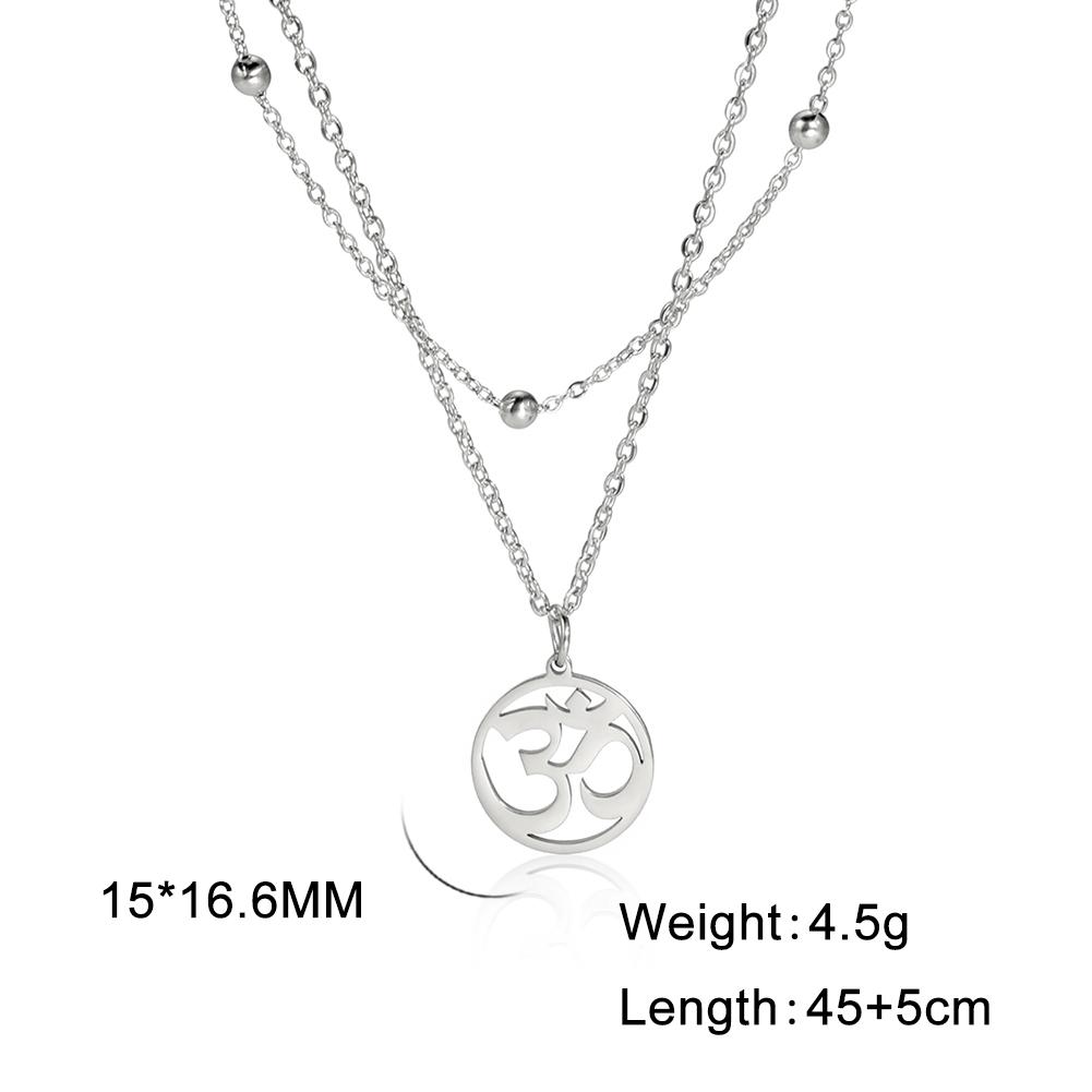 Om Necklace Yoga Chakra Buddha Statue Necklace Couple Stainless Steel Bead Chain Double-layer Necklace Amulet Jewelry Gift