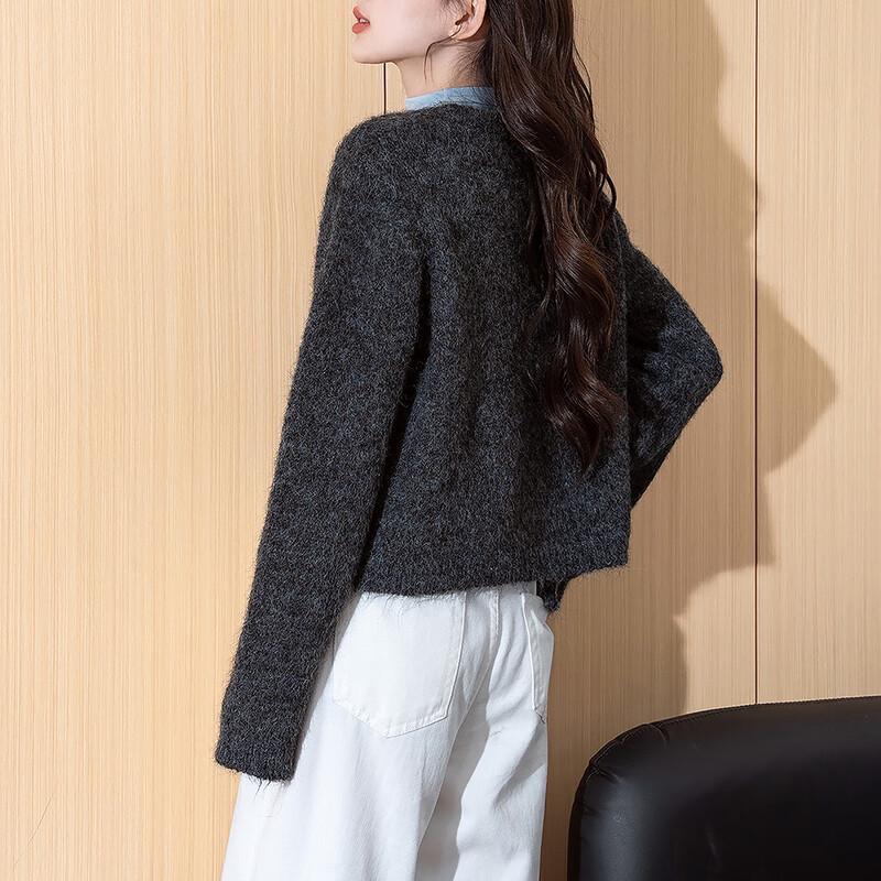 TonLion Women's Round Neck Cardigan with Colorful Buttons