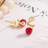2026 New Year Red Cubic Zirconia Star Earrings: Women's Light Luxury, High-End, Unique, Versatile, Beautiful Studs