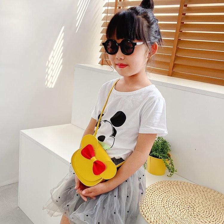 Bear Bowknot Shoulder Bag Childrens Cartoon Animal Shoulder Bag Pu Material