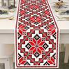 Ethnisches Muster Tischläufer Polyesterfaser Geometrisches Rot Schwarz Design Dekorative Tischdecke Für Esstisch Küche Party