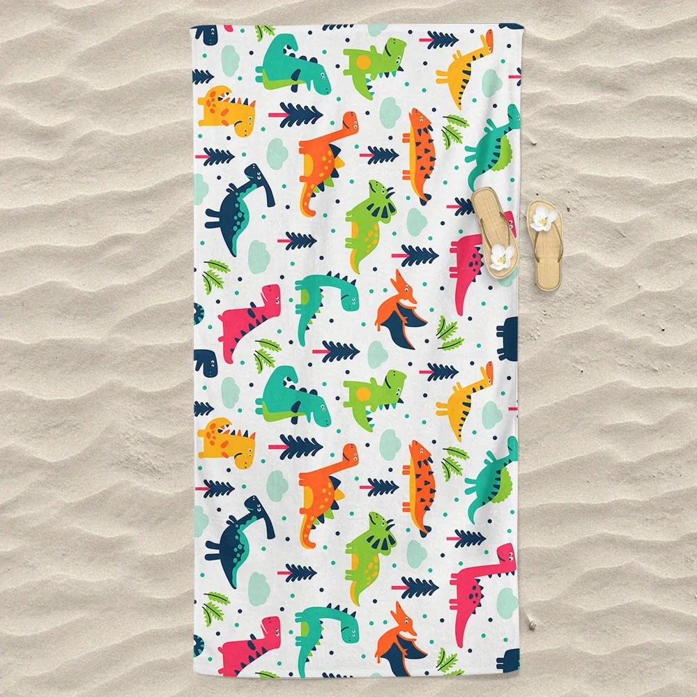 

INS style dinosaur print beach towel yoga mat environmentally friendly non-fading thick large size bath towel outdoor picnic mat W40*H60(CM)