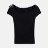 French Bow, Niche Knitted Short-sleeved T-shirt, Versatile Off-the-shoulder Top