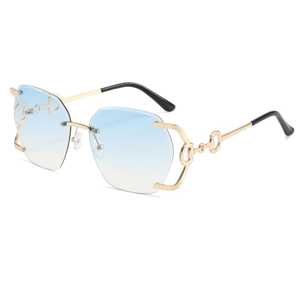 Man Women Rimless Sunglasses Luxury Metal Chain Hollow Frame Gradient Glasses Female Fashion Outdoor Shades Eyewear