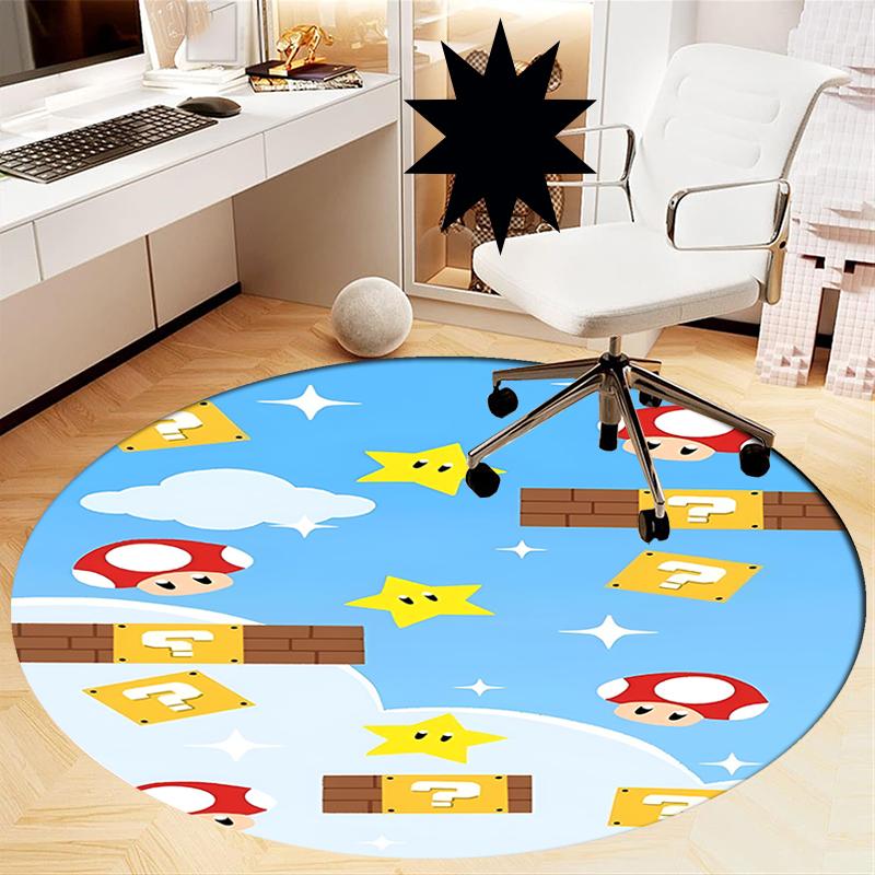 Mario Printed Round Rug Carpet Chair Rug Area Rug Entryway Doormats,for Office Chair Living Room Bedroom Kitchen Room.