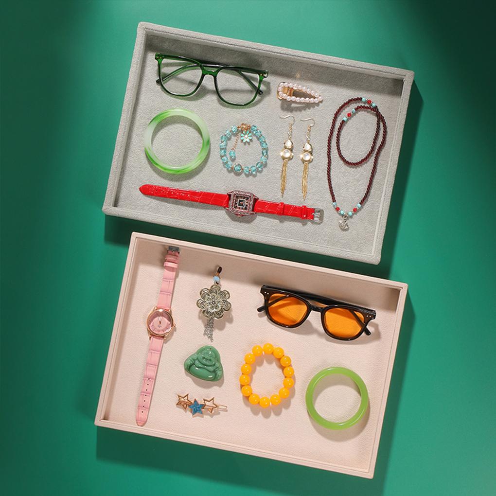 Impact-resistant Velvet Surface Jewelry Display Tray For Rings Bracelets And Watches Jewelry Trays