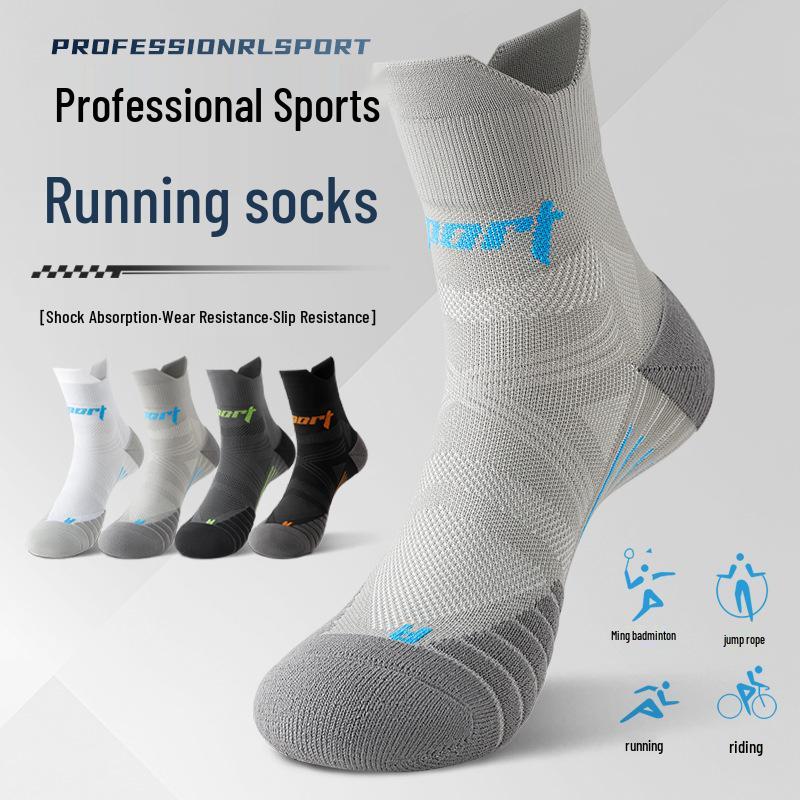 Men's Plus Size Mid-Calf Breathable Sports Socks for Spring/Autumn - Ideal for Basketball, Running, and Marathon