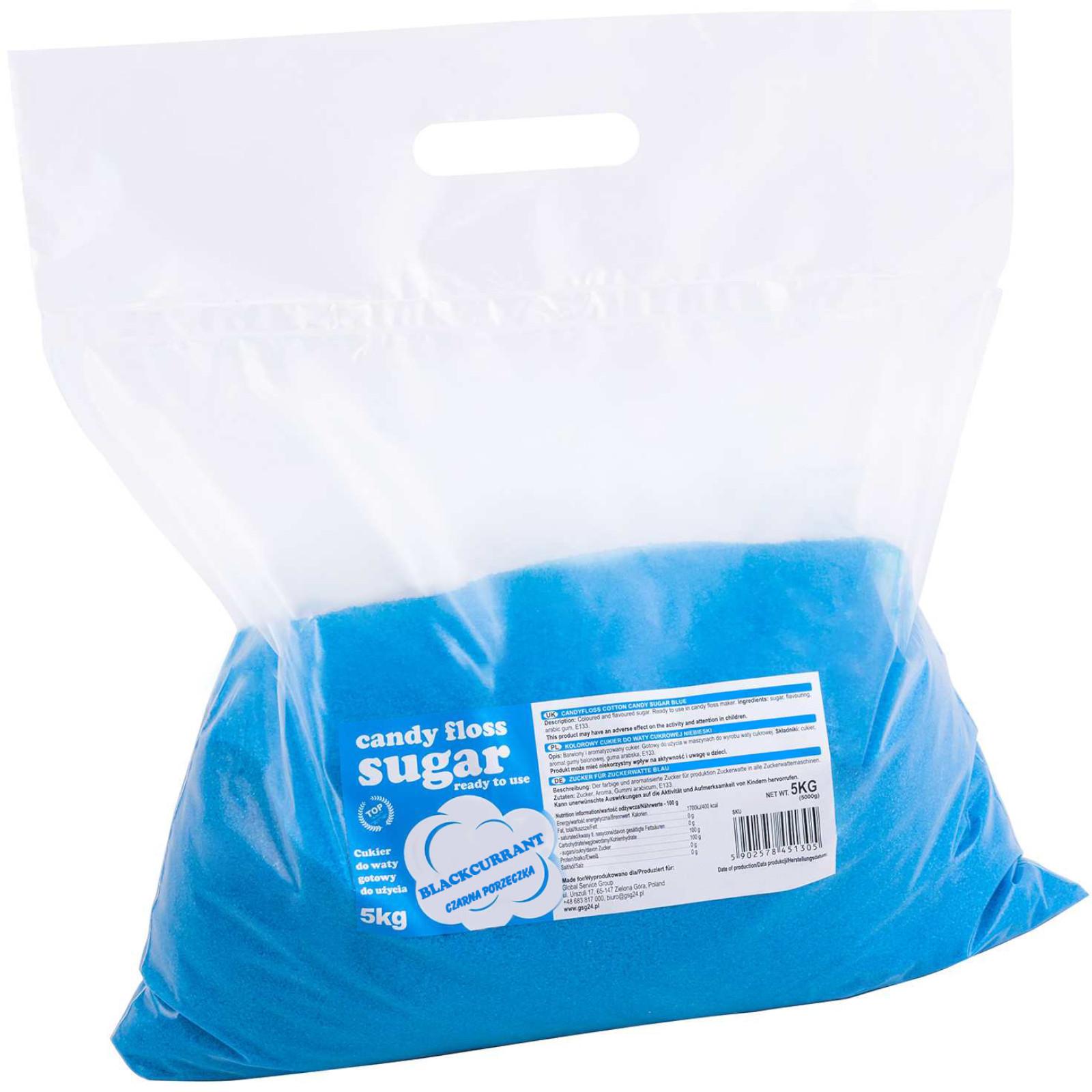 Zucchero colorato per zucchero filato, blu, gusto ribes nero, 5 kg