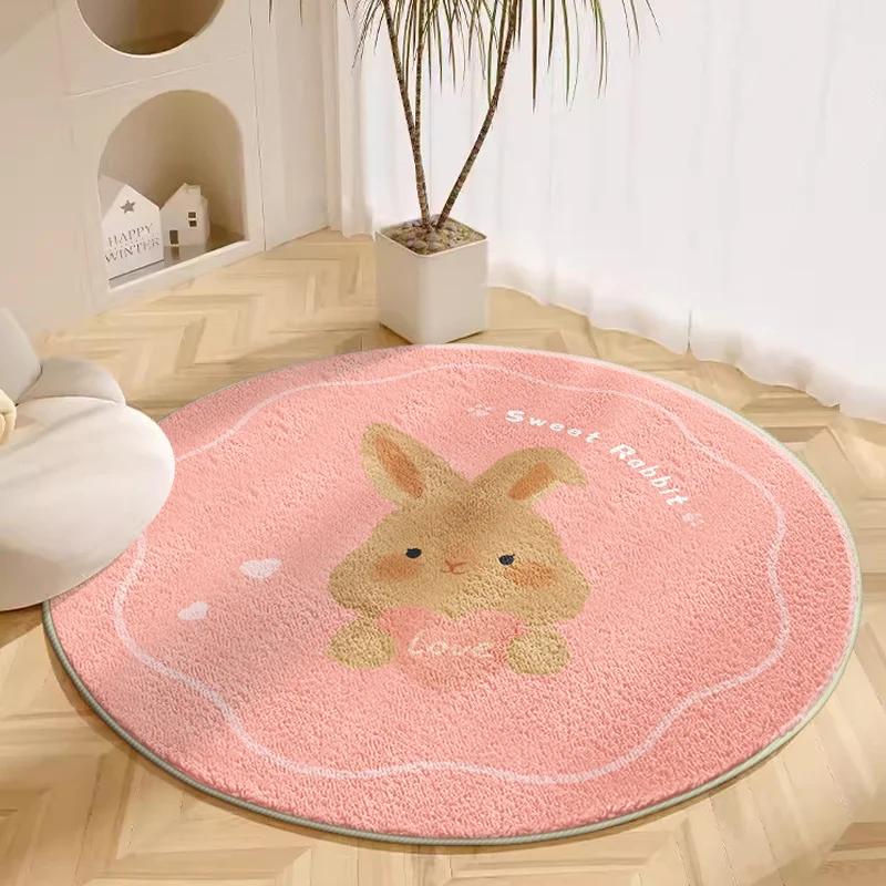 Cartoon Animals Carpets for Living Room Cute Bedroom Decor Plush Rug Round Dressing Table Floor Mat Fluffy Soft Children Carpet
