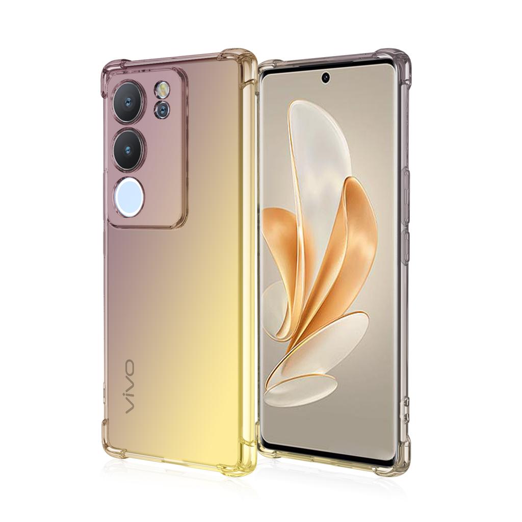 Clear Cute Gradient Phone Case Slim Anti Scratch Flexible TPU Cover Shockproof Protective Case for Vivo iQOO 11 Neo5 Lite U1x Z3 Z7 S1 Pro S7e S15
