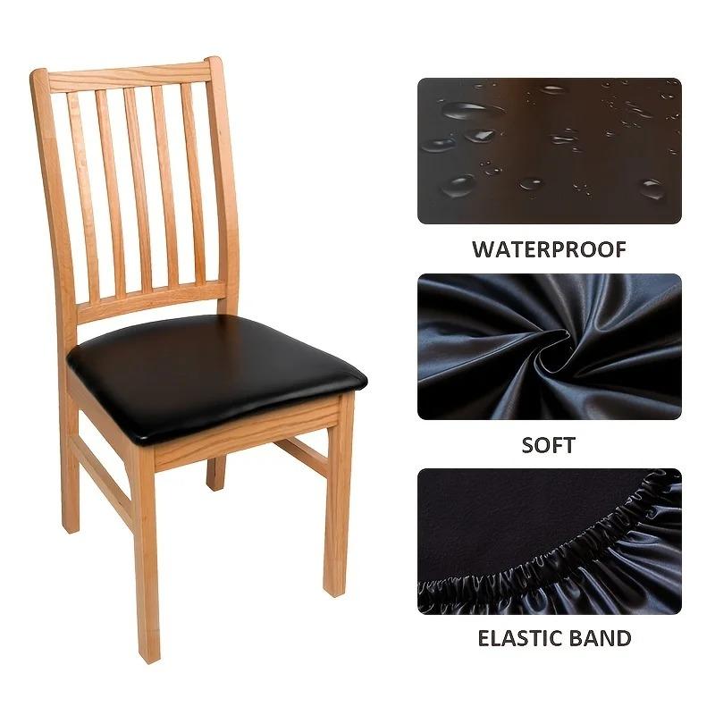 PU Waterproof Chair Cushion Cover For Kitchen Dining Room Leather Seat Cover Dining Room Chair Seat Cushion Cover