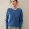 Women's Round Neck Cashmere Sweater - Thick Three-Ply Pullover for Autumn/Winter, Loose and Warm Versatile Base Layer Top.