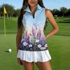 Camiseta Polo de Golf sin Mangas para Mujer con Cuello con Cremallera Estampado Floral Camiseta sin Mangas Deportiva para Deportes y Actividades al Aire Libre