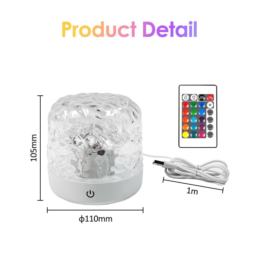 Water Ripple Projector Night Light Crystal Mood Lamp Bedside Home Bedroom Decoration Aesthetic Christmas Gift Sunset Lights