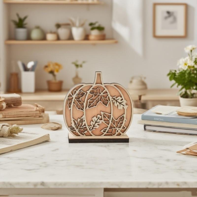 Fall Wooden Table Signs with Led Light r Autumn Thanksgiving Tiered Tray Decors Tabletop Centerpieces Pumpkin Block Sign