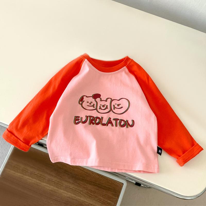 Dětské Dívčí Bavlněné Tričko s Dlouhým Rukávem Ležérní Top