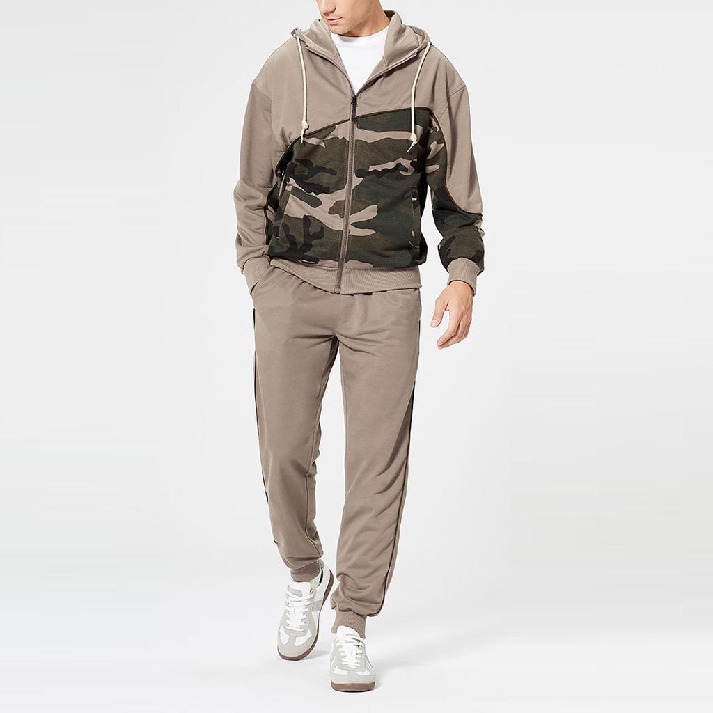 Men's Winter Sports Casual Fitness Suit With Dots Hoodie Sweatshirt And Pants