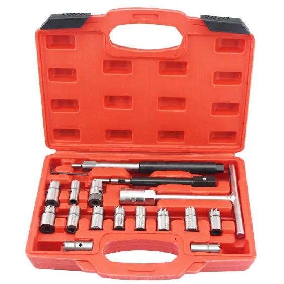 5PC 7PC 10PC 17PC Diesel Injector Seat Cutter Cleaner Tool Set Carbon Remover
